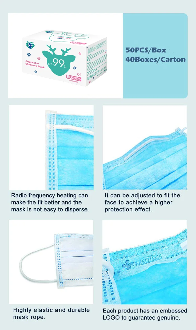 Comfortable Ear Loops Medical Certified Kids Face Mask