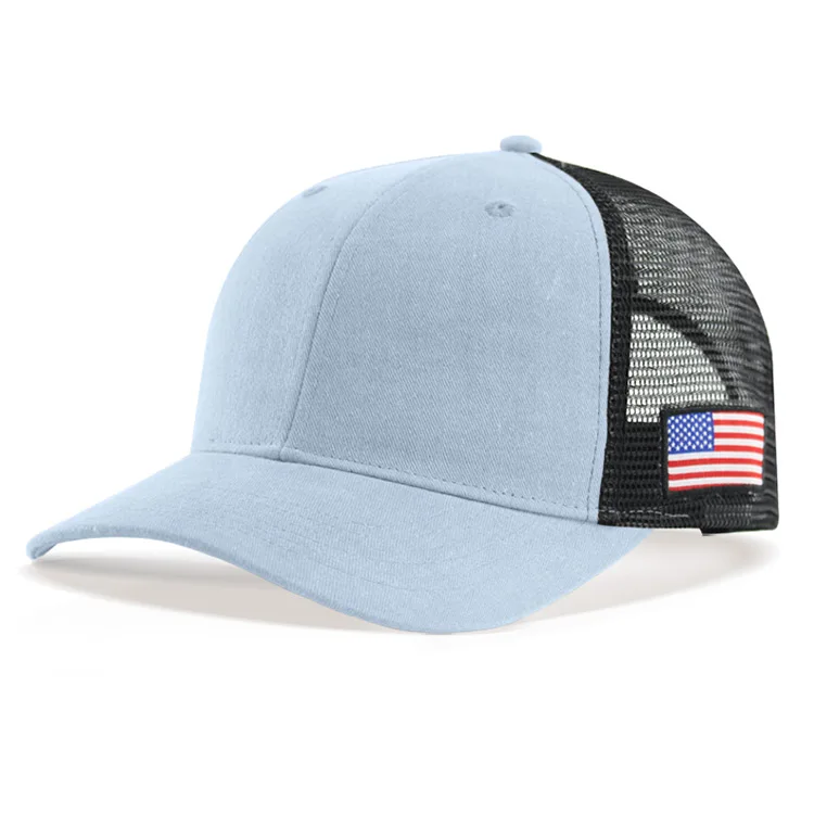 OEM 2022 Latest Modal Customized Baseball Caps With American Flag Mesh Hat 6 Panel Cotton Trucker Hat Cap