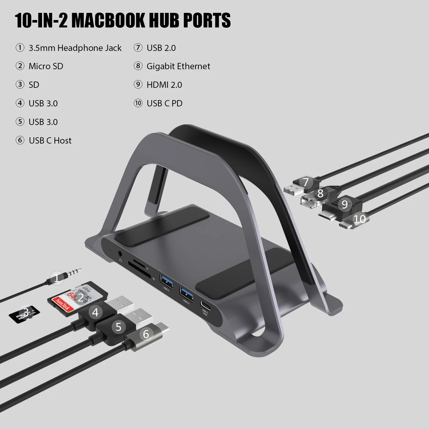PULWTOP Type-C usb charging Hub Multiport Dock Station usb hub 3.0 splitter 7 port usb data hub type c to hdmi 4k