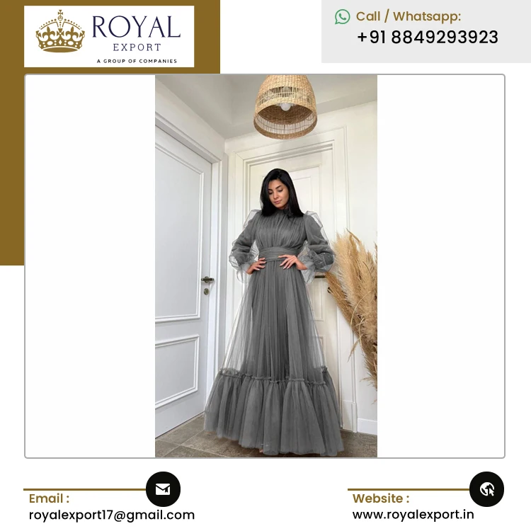 Indian Manufacturer Selling High Quality Luxury Designer New Soft Tissue Net Gown Kurti at Competitive Price