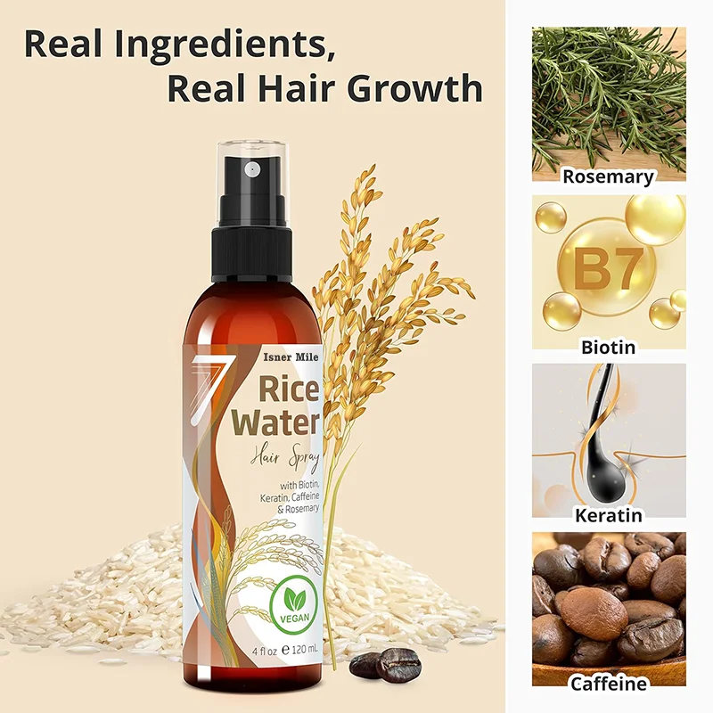 NEW Fermented Rice Water for Hair Growth Infused with Rosemary Biotin Caffeine Keratin Vegan Non-Greasy Spray Naturally Thicker