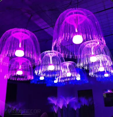 Ip65 Waterproof Outdoor Garland Rgb Colorful Jellyfish Fiber Optical Lighting Led Jellyfish For Holiday Decoration