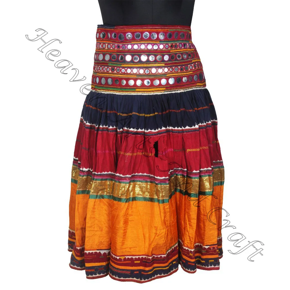 Настоящая Цыганская зеркальная Рабочая длинная юбка ручная вышивка Юбка цыганская банжара