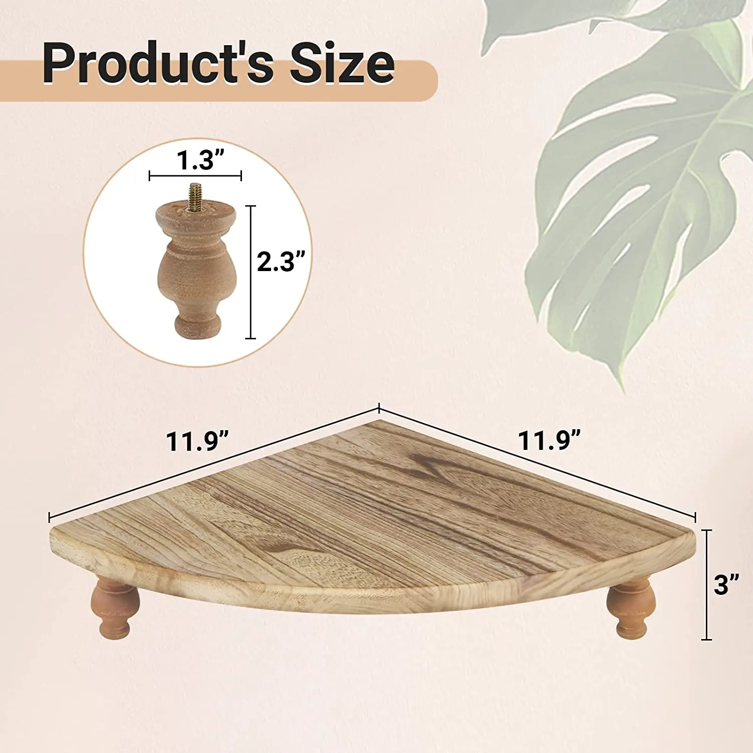 Home Kitchen Wooden Corner Raiser for Household Counter Shelf Rustic Brown Pedestal Stand Farmhouse Corner