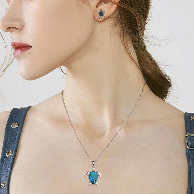 collana tartaruga Starfish Palm Tree Mermaid Sand Dollars Dolphin Necklace Ocean Abalone Sea Turtle Necklace For Women