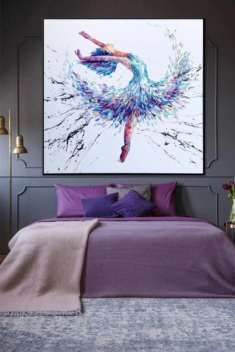 Large Ballerina Painting Dancing Girl Oil Painting Abstract Modern Art Handmade Wall Art