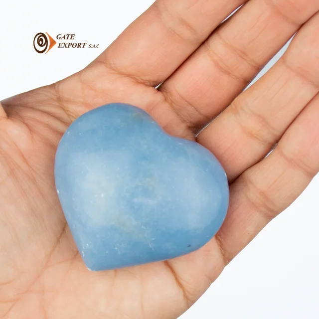 2023 PERUVIAN CELESTITE HEART SHAPE /ANGELITE / 100% NATURAL / GOOD ENERGY / GIFT / DECORATION / LOVE