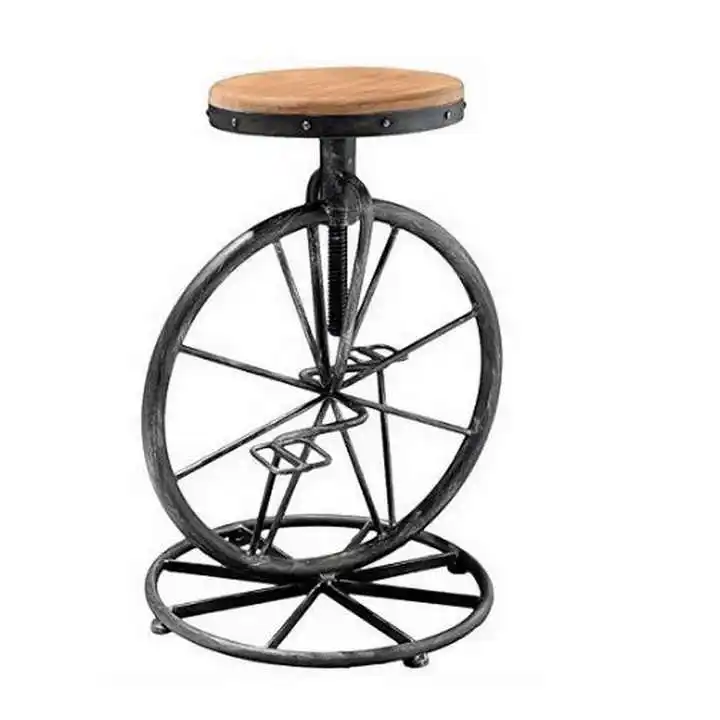 Wholesale Hot Selling Classical Upholstary Wood Bar Stool Wood High Bar Chair Bicycle Style Stool for Bars and Restaurants