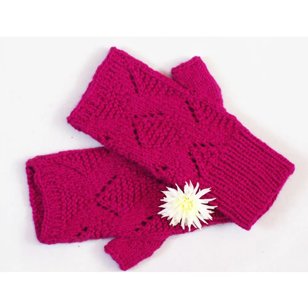 Autumn Winter Women Knit long Gloves Arm Wrist Sleeve Hand Warmer Winter Mittens Fingerless Gloves