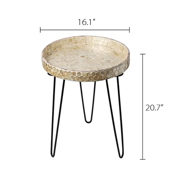 High Quality Luxury White Ariel Capiz Side Table Modern Design with Mother Pearl Inlay Living Room Coffee Table Set Made Vietnam