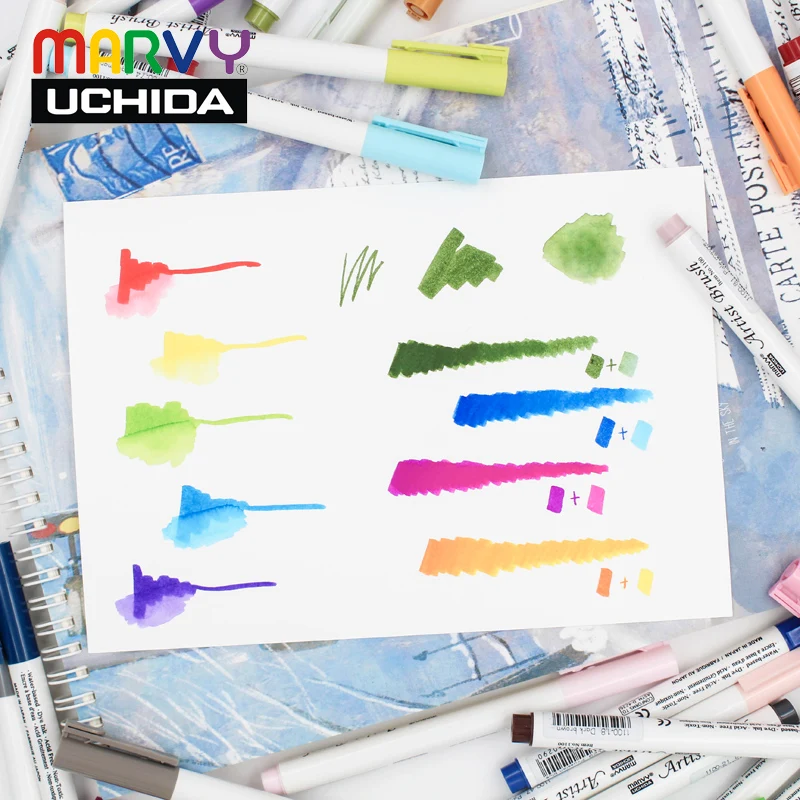 Marvy Uchida 1100 5/18/36 colors/set Water based soft watercolor brush head marker pens set for coloring watercolor paint