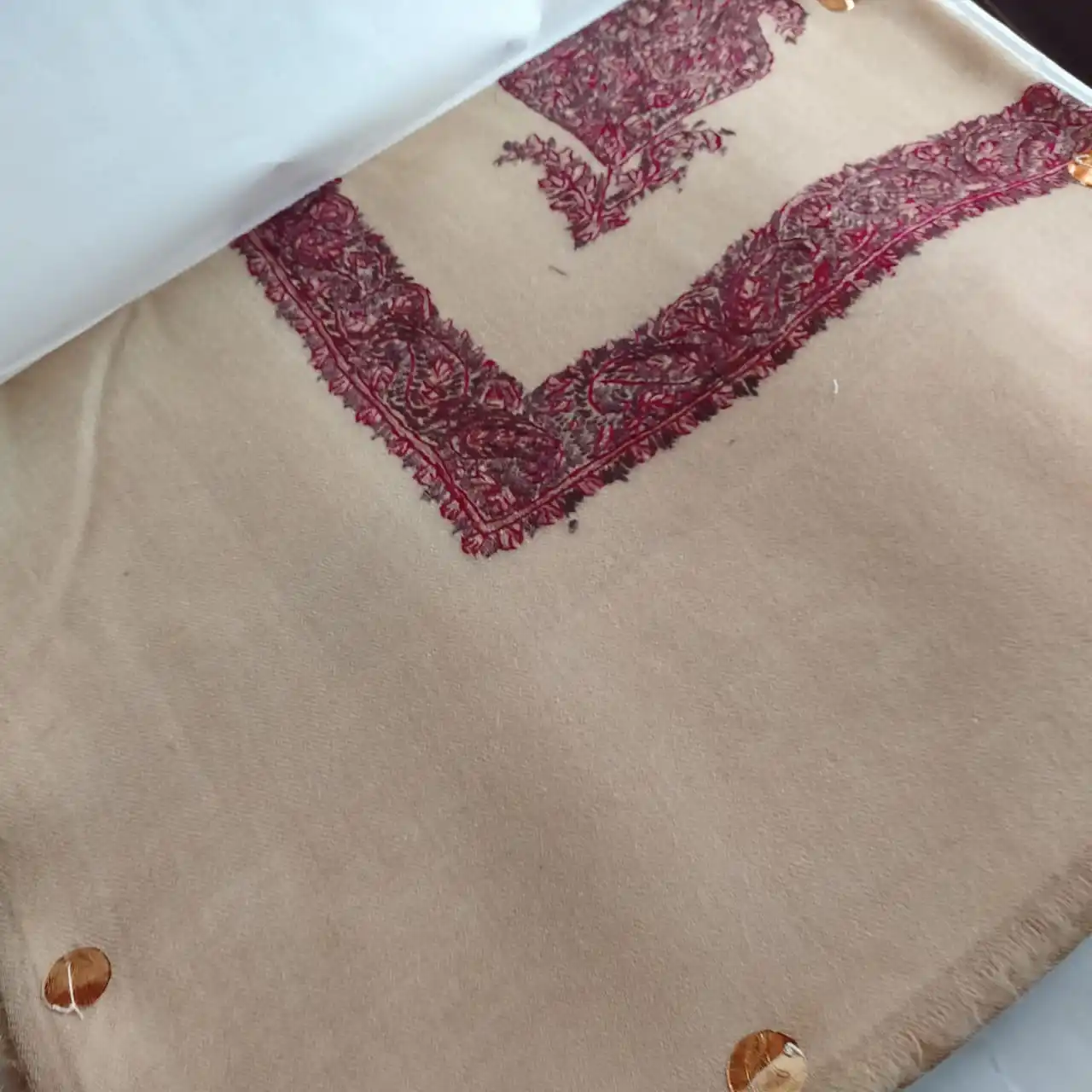 high quality turma AI mussar head scarf embroidery omani Pashmina kashmiri rumal pure wool hand