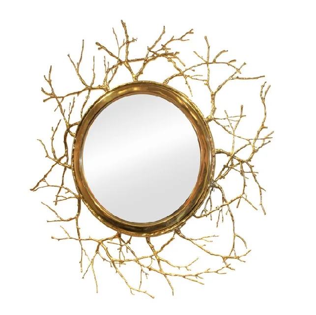 Small Mirrors Wall Decor Iron Handcrafted Sunburst Design Golden Decorative Wall Mirror for Living Room 31 x 31