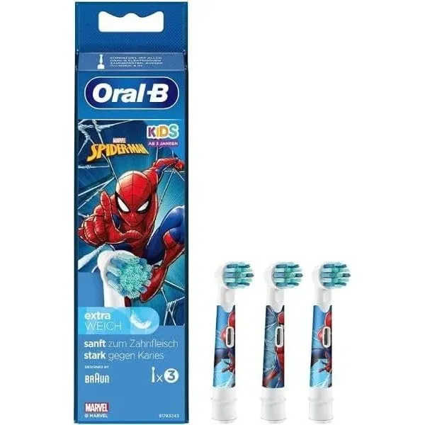 Braun Oral-B EB10 Stages Power Replacement Brush Heads - Spiderman, 3 pack