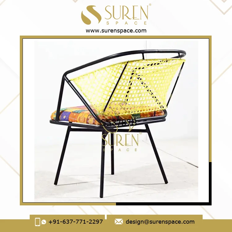 Indian Style Handcrafted Iron Plastic Cane Chair with Seat Available with Custom Logo at Affordable Market Price