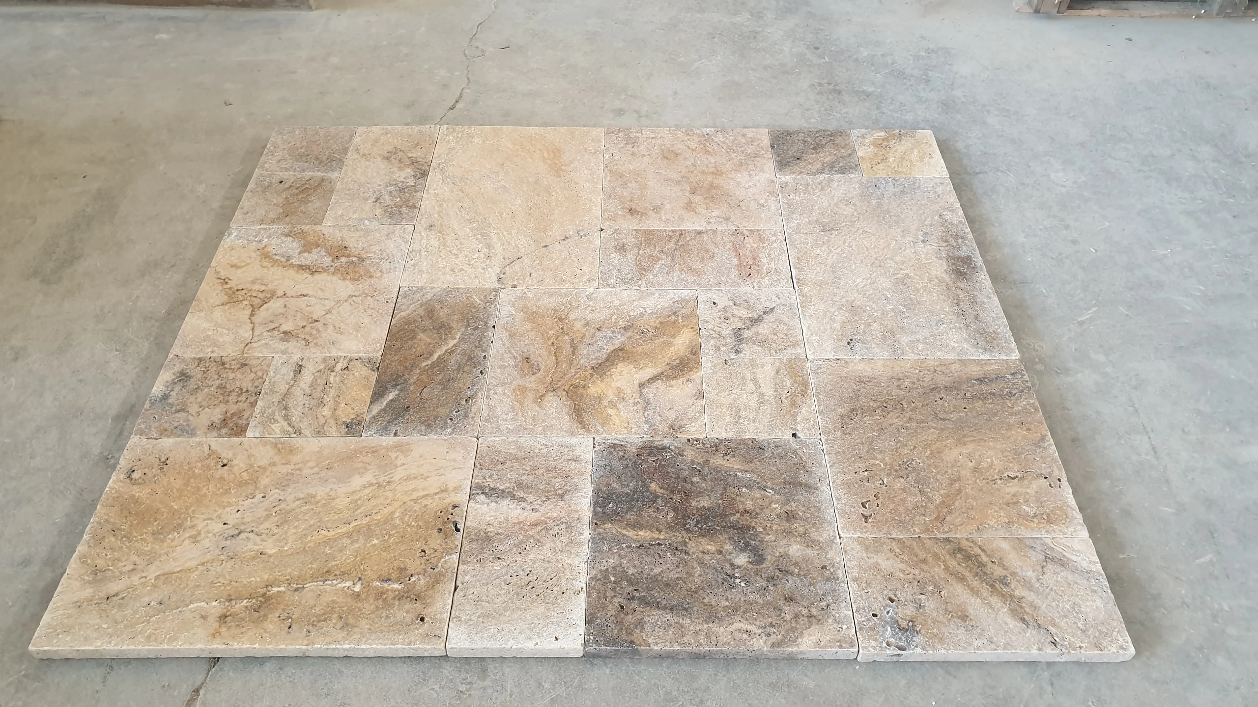 Turkish-made Orange Travertine Paver Set Scabas Travertine Pattern for Outdoor Use CEM-FPT-08 Model Orange Brown Tiles