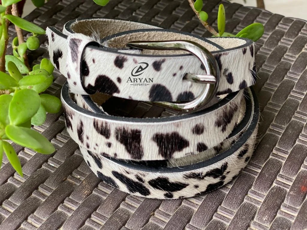 New Western Style  Handmade Cowhide Fur Leather Durable Buckle Belt Perfect High Quality Flawless Belts