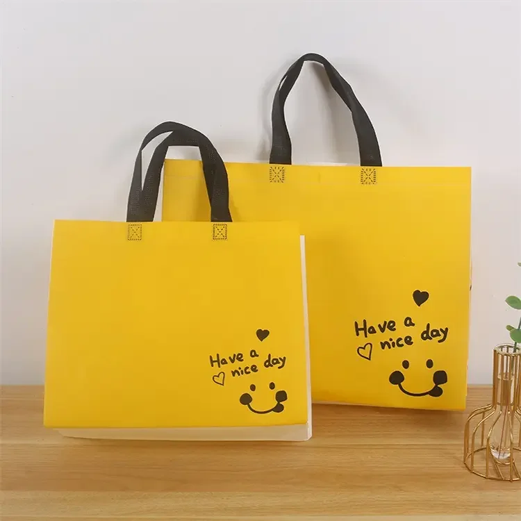 No Moq Advertising Bag Metallic Laminated Pp Non Woven Shopping Bag Gold Non Woven Packaging Tote Bag