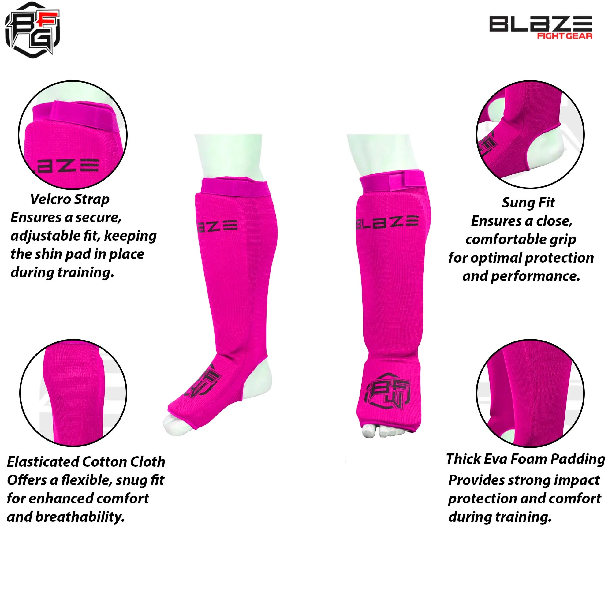 Fabric Shin Guard for Gym & Martial Arts for Muay Thai Sparring MMA Kickboxing & Boxing Sportswear