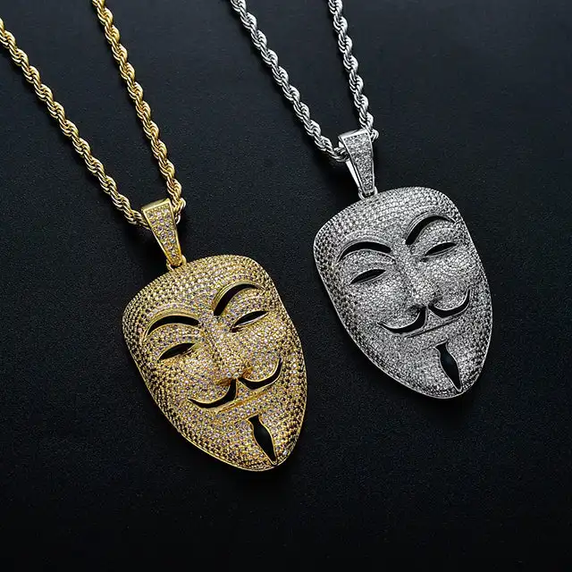 Hacker Mask Round VVS Moissanite Hip Hop Pendant, Iced Out Gift Pendant, Charm Moissanite Hip Hop Pendant