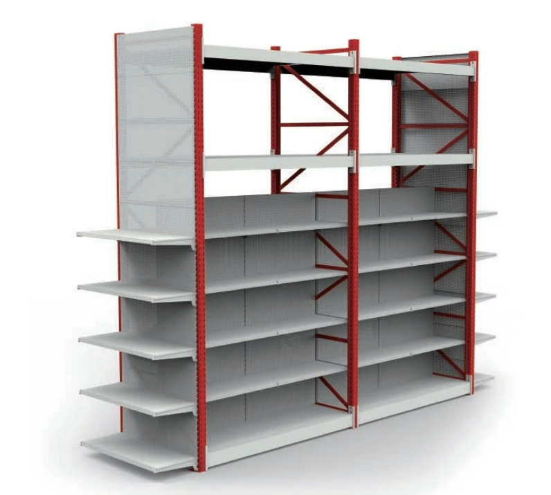 2 in 1 Supermarket shelves gondola rack heavy duty for shop store retail commerce display