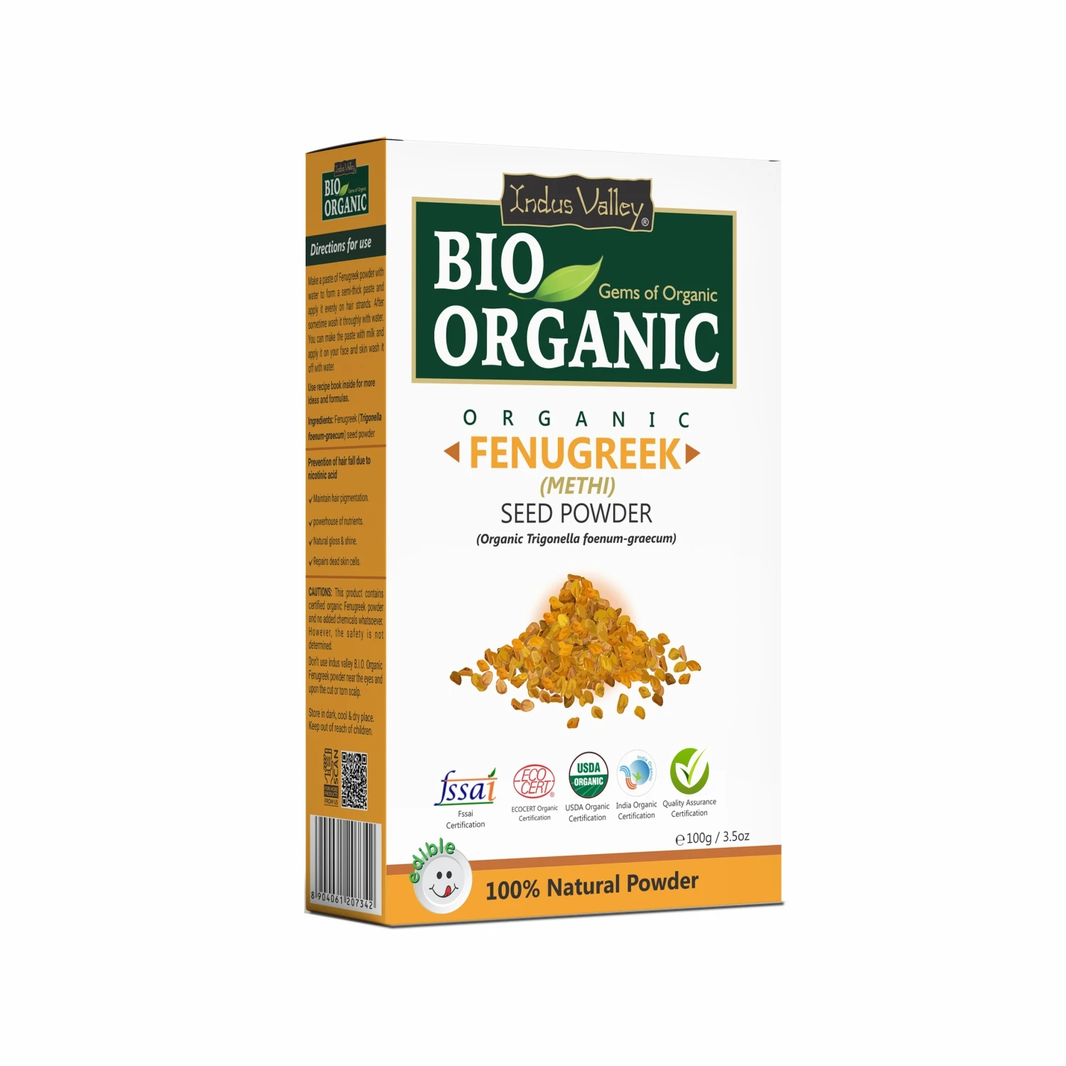 INDUS VALLEY Bio Organic Fenugreek Methi Powder for Hair Care -(100g)