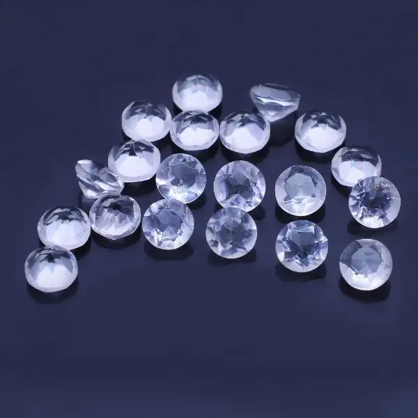 Natural crystal quartz 3mm - 30mm round facet, clear quartz circle cut, Semiprecious stones