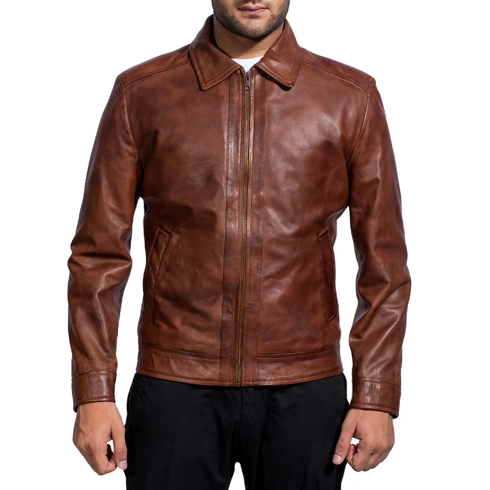 Inferno Brown Leather Jacket For Men Top Quality Pakistan Windproof Genuine Leather Jacket For Men