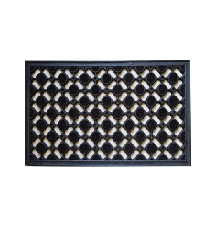 Handmade Modern Plaid Logo Pattern High Quality Waterproof Rubber Hollow Door Mats Unique Durable Home Office Mats from India