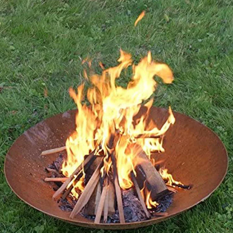 garden patio mild steel decorative fire bowl wood warming fireplace outside round corten metal fire pit