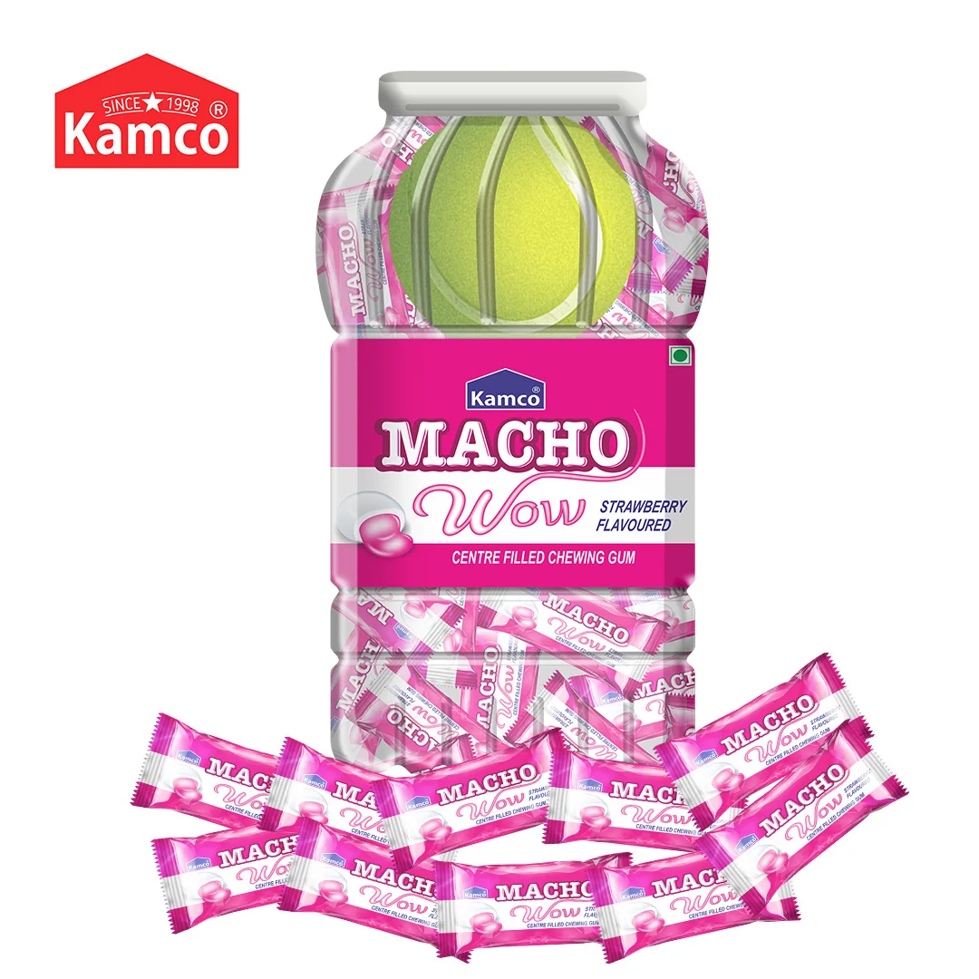 Export Quality Macho Pink Strawberry Center Filled Chewing Gum