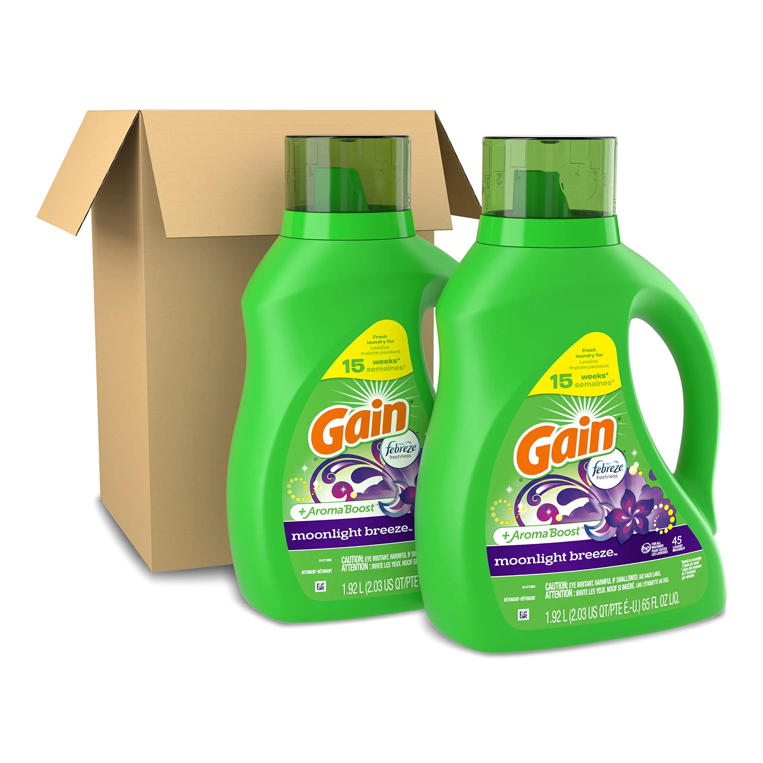 Gain + Aroma Boost Liquid Laundry Detergent, Original Scent, 32 Loads, 46 fl oz, HE Compatible