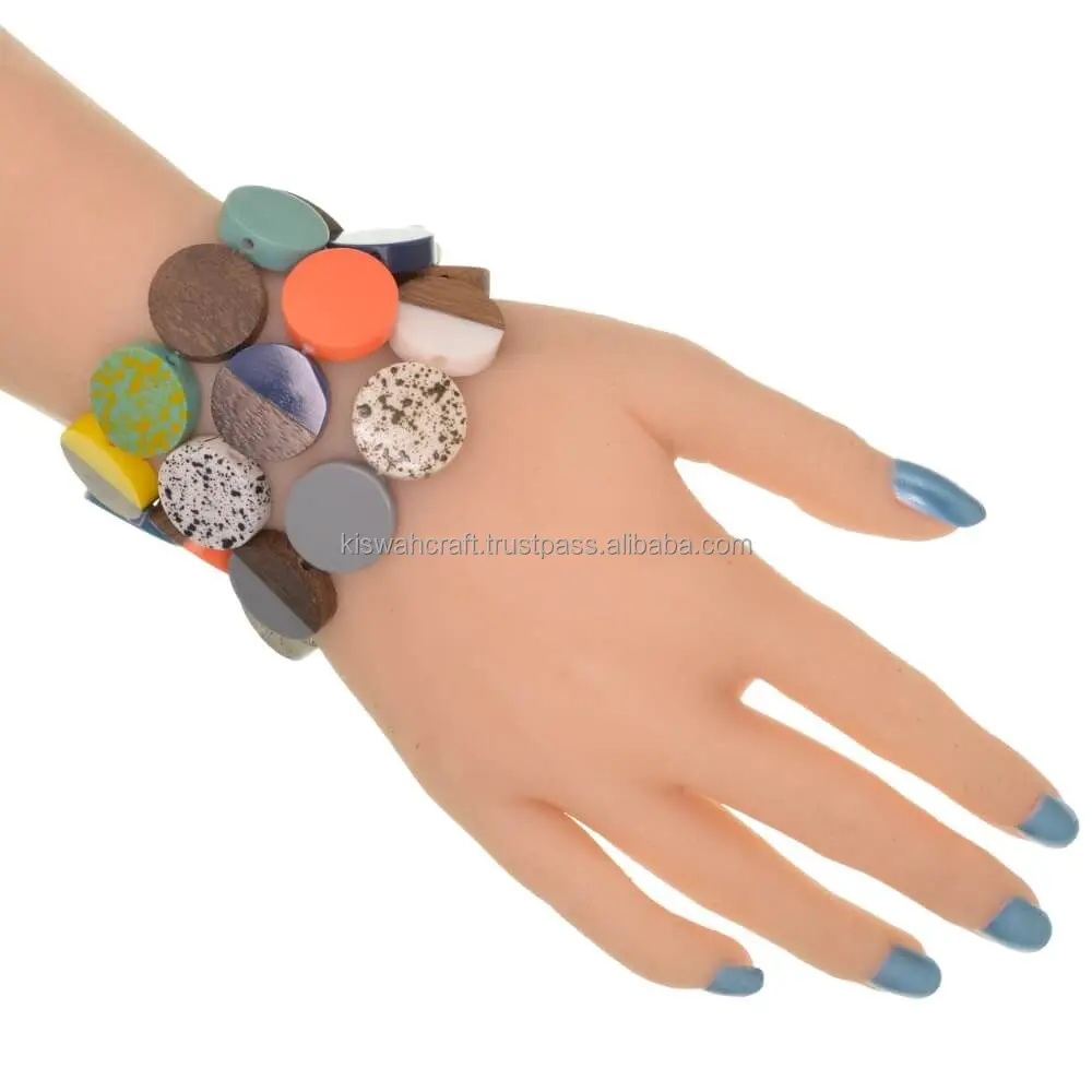Amazing Look Natural Wood Chakra Bracelets Factory Wholesale Price Religious Style Pearl Diamond Main Stone Number Shape/Bangles