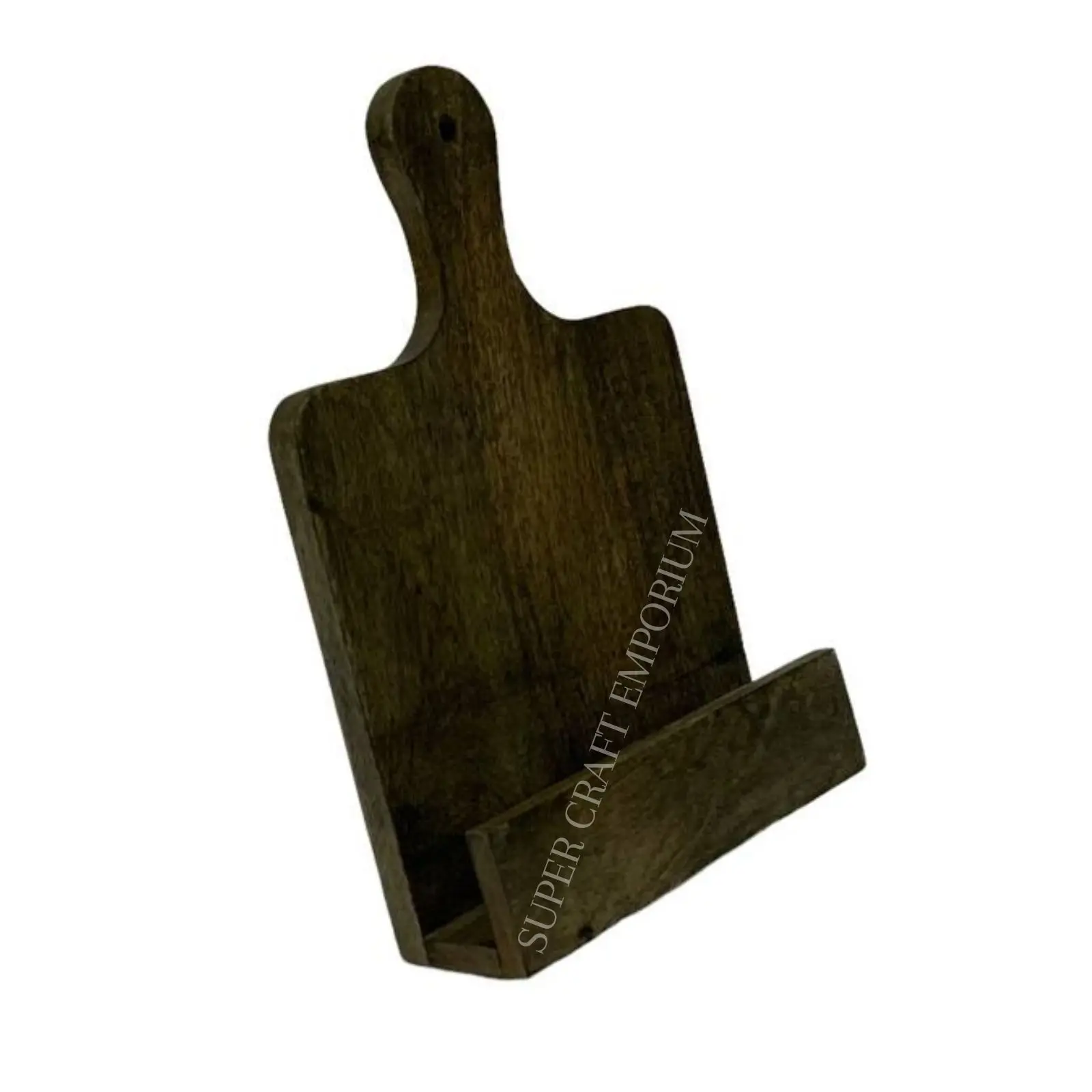 Handcrafted Rustic Mango Wood Cookbook Stand - Affordable Kitchen Accessory from India