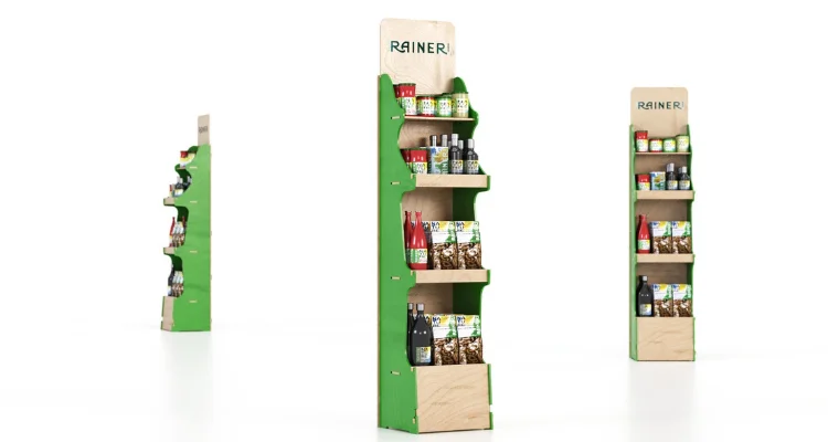 Custom Display Stands Custom Logo Portable 40x164 Food Store Wooden Display Stand for Bulk Purchase