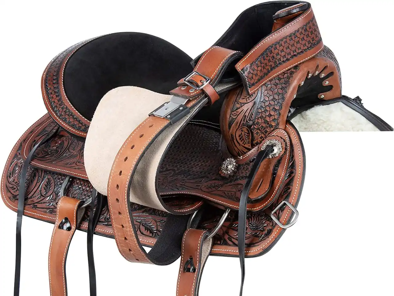 Высококачественное Конное седло английского типа из натуральной кожи Западное с переносными аксессуарами Настраиваемые