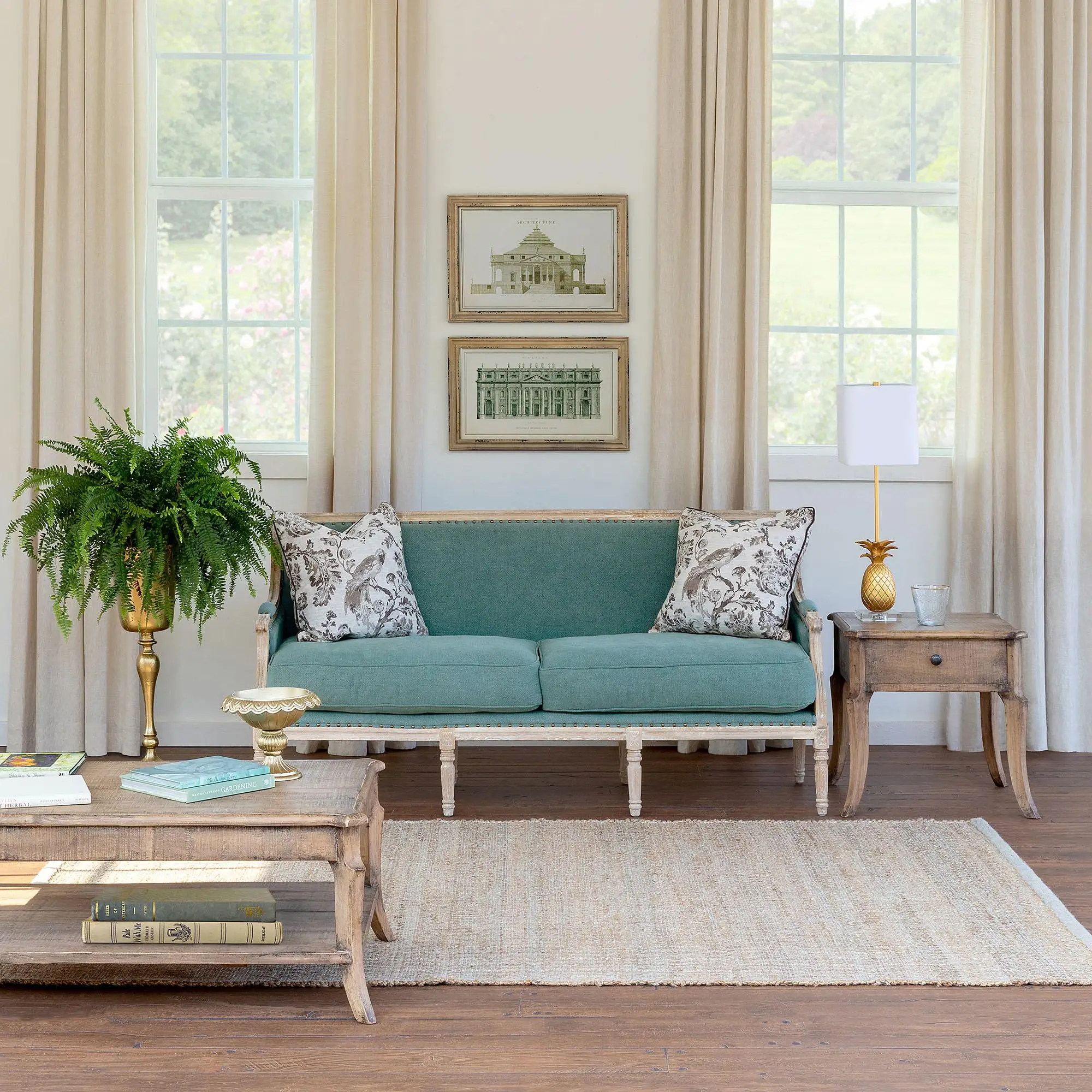 Luxury New Design Sofa Turkish Tosca Fabric Solid Wood Frame White Washed Finish Color Sofa Hotel Home Living Furniture