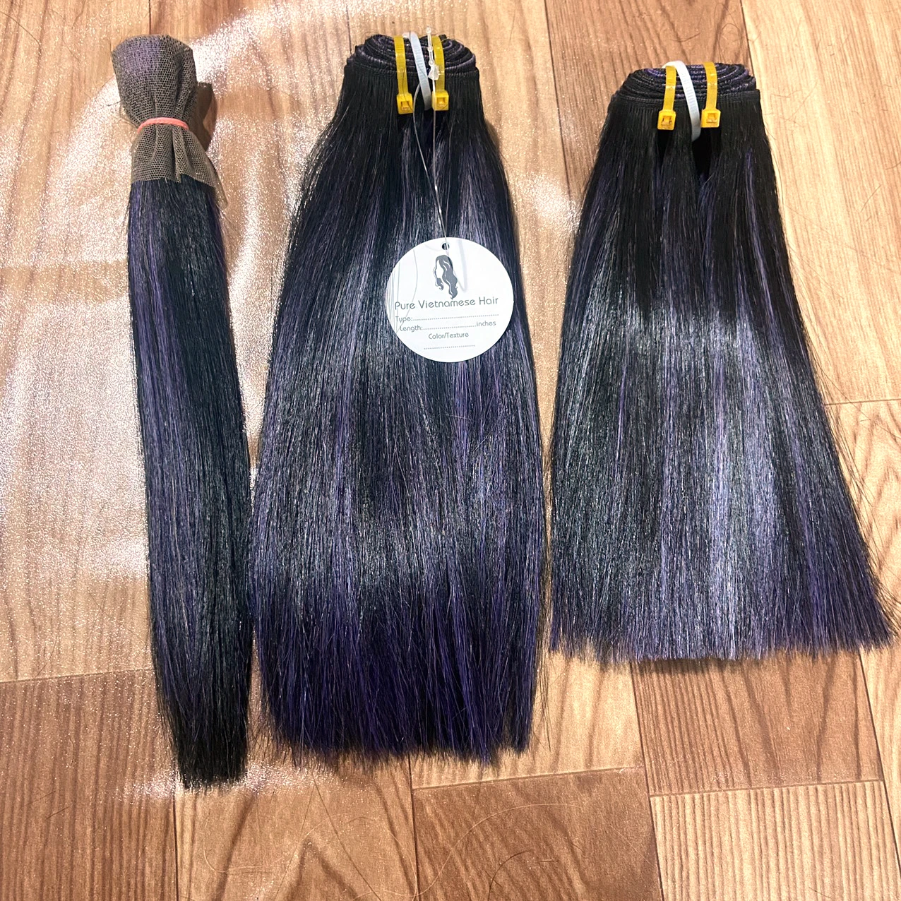 charcoal blue Omberr style light Bone straight weft 100% Vietnamese human hair can be dyed all colors length 6inch - 36inch