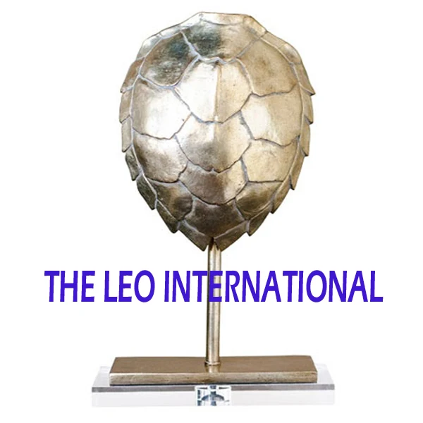 gold plated aluminum metal leaf with black square base decorative sculpture set of 3 home decoration 12 18 and 24 Inch height