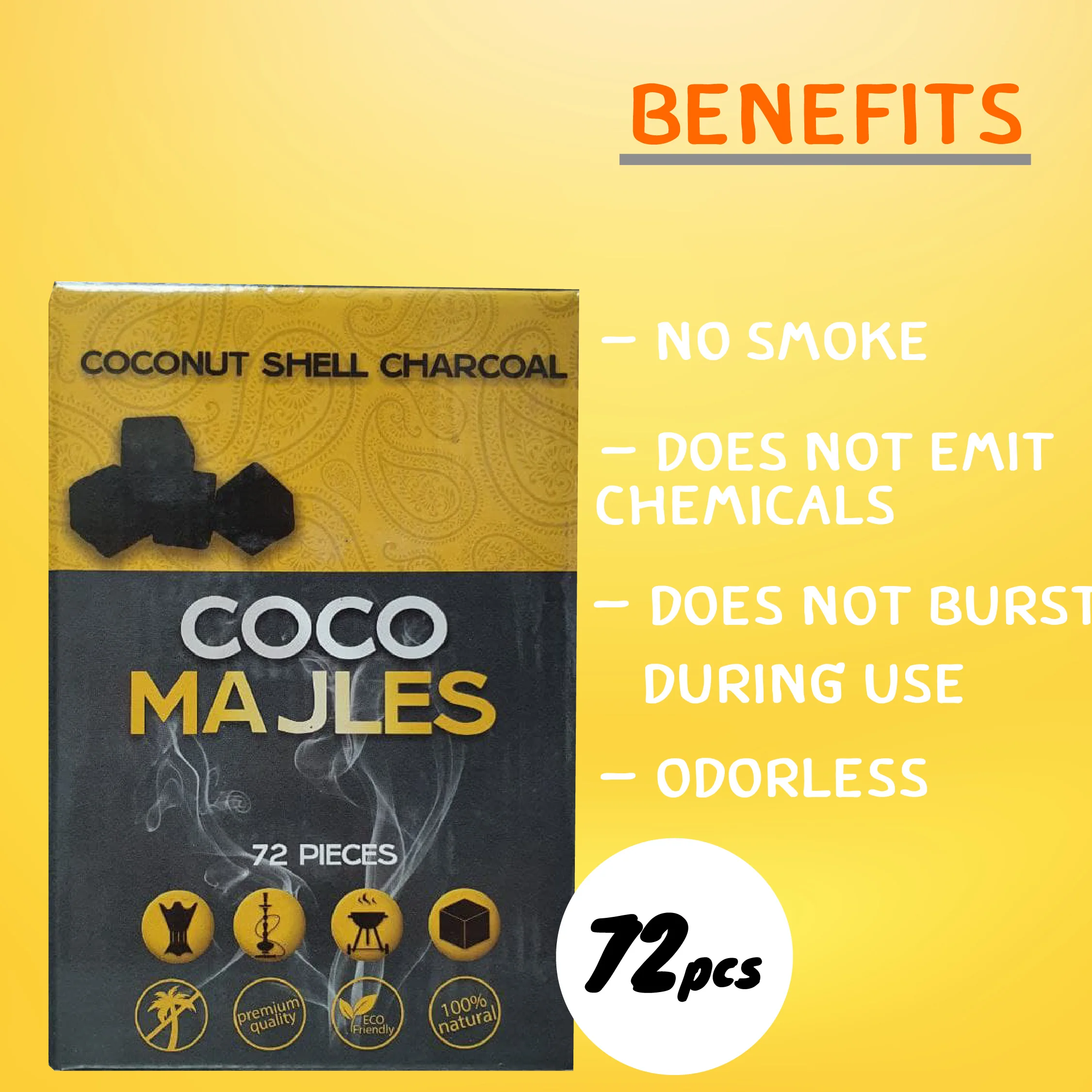 New Trending Products Coconut Shell Coal Coco Majles Smokeless Coal Lump 96 pieces Nature Wood Material Best Selling