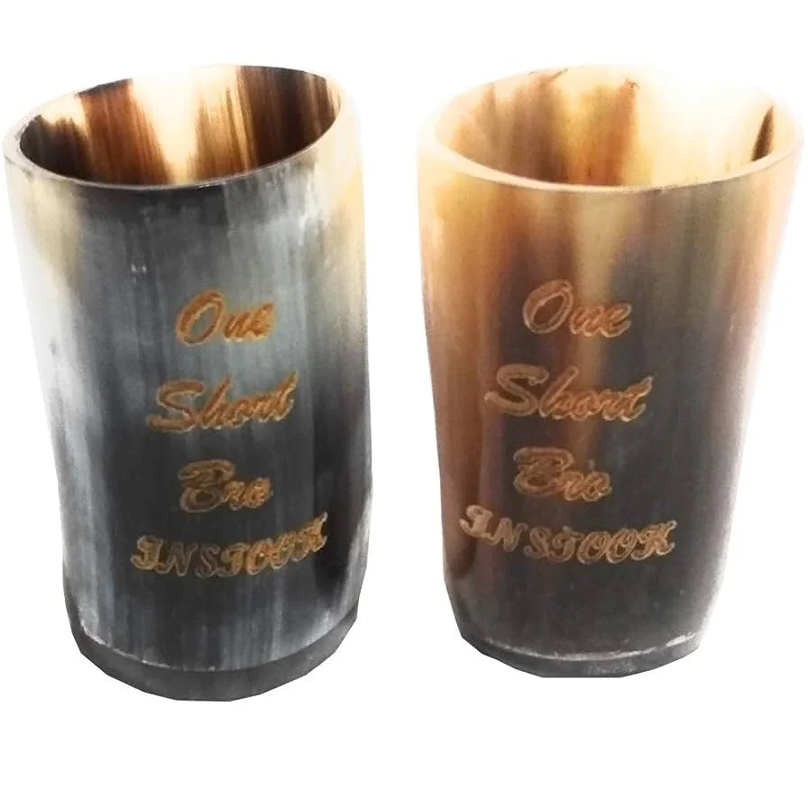 Luxury Branded Customized Handcrafted Viking Drinking Horn Shot Glass High-Polished Natural Buffalo Horn from India