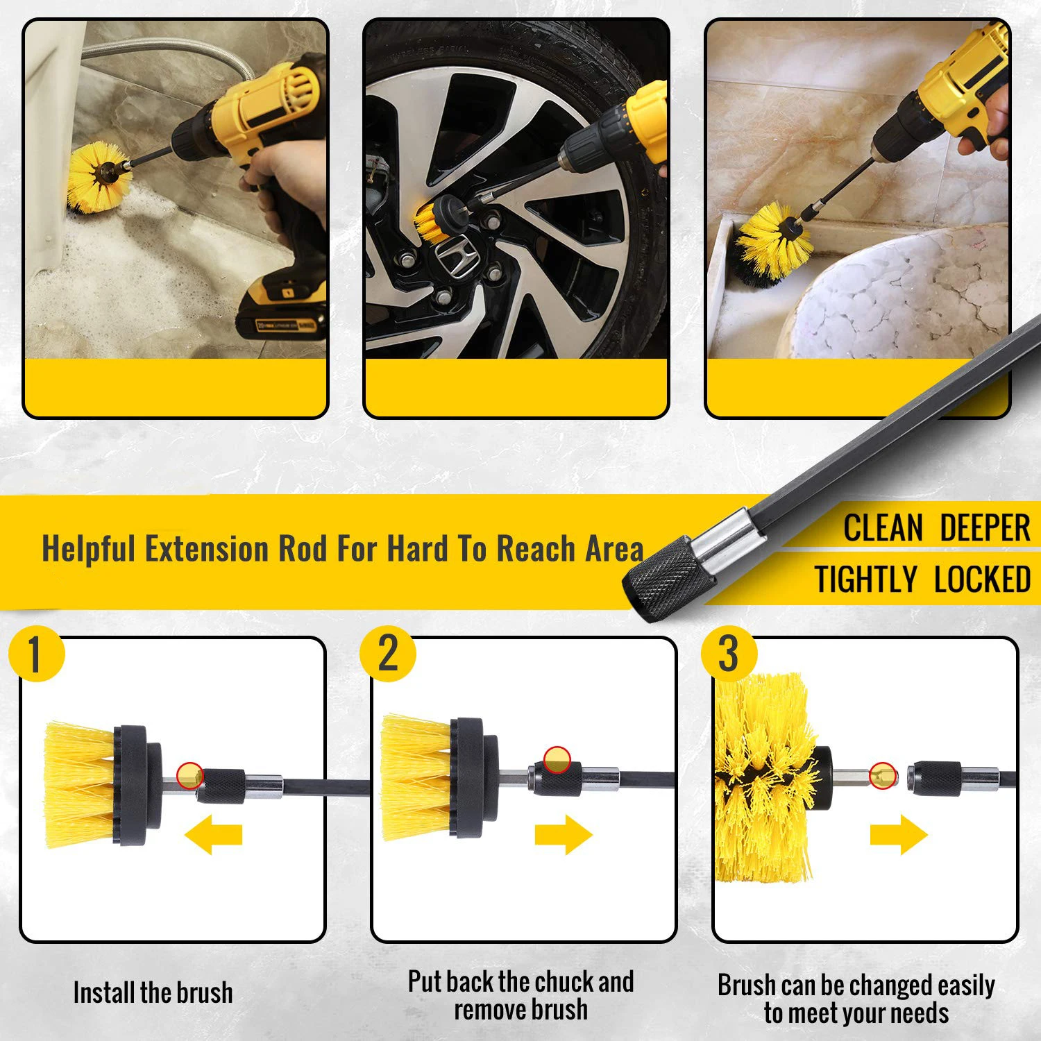 23Pcs Power Scrubber Brush Set For Bathroom Drill Scrubber Brush For Cleaning Cordless Drill Attachment Kit Power Scrub Brush