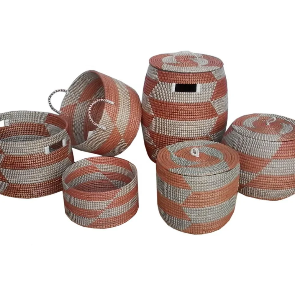 Seagrass with plastic rope basket made in Vietnam