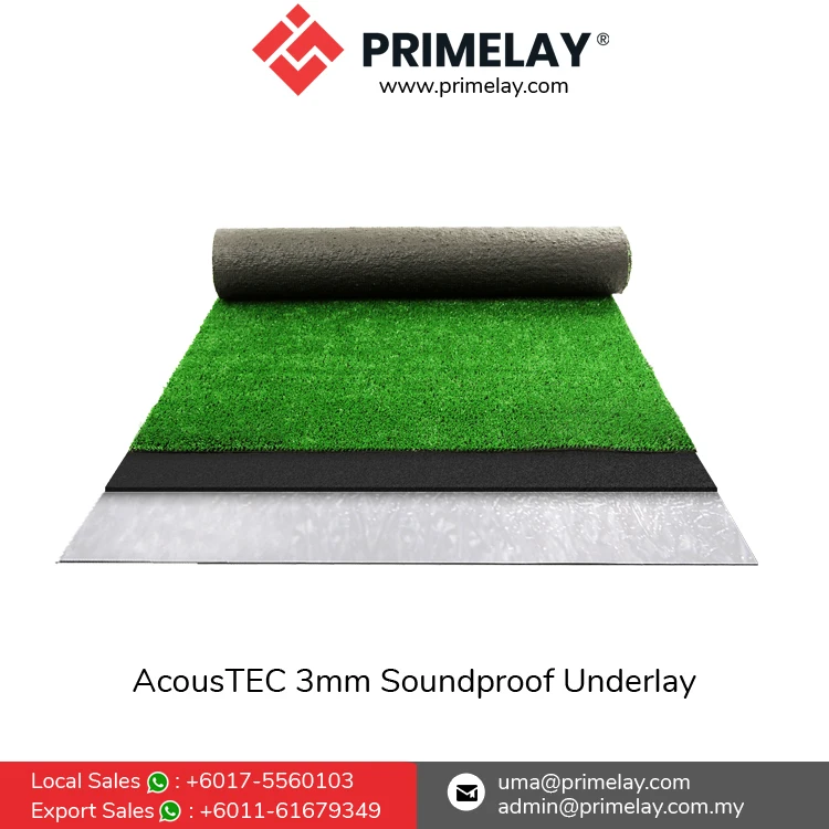 Best Selling Premium Quality AcousTEC 3mm Ceramic Tile Acoustic Solution Soundproof Rubber Underlay Roll Floor Carpet Use