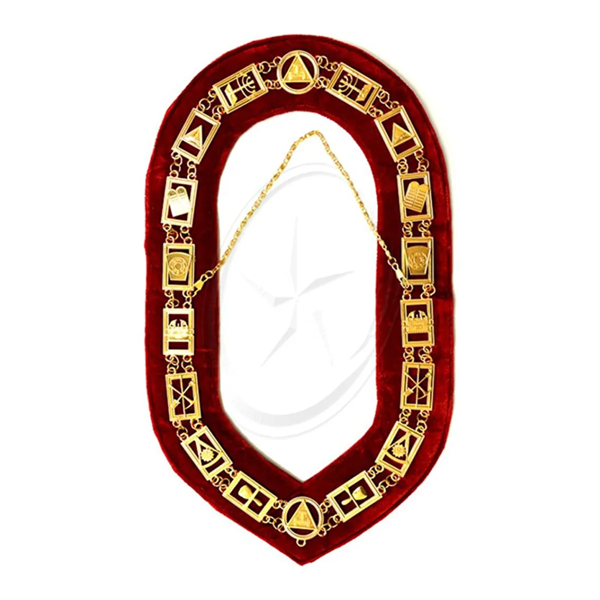 Custom Masonic Chain Collar - Gold Silver On Red Bricks Masons Royal Arch masonic chain collar