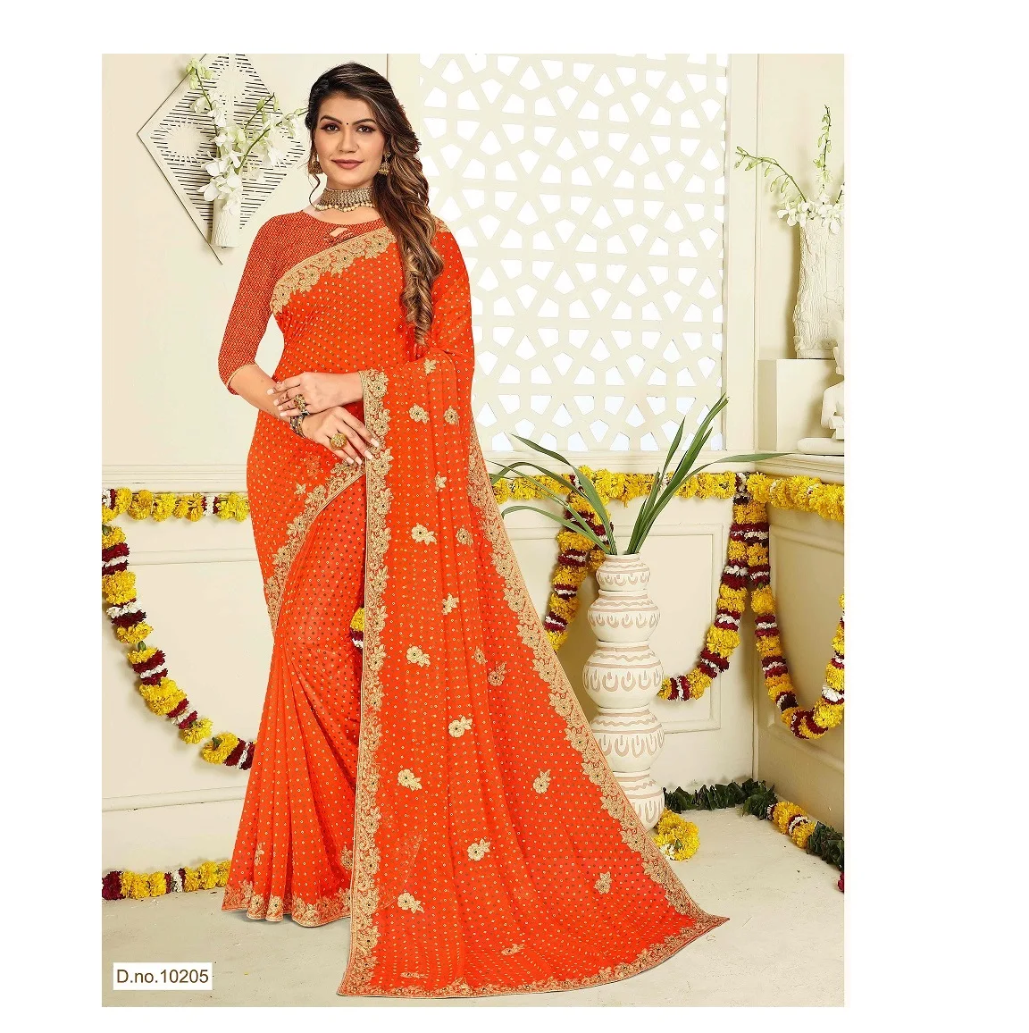 Top Selling Latest Design Women Digital Printed Georgette Saree With Heavy Printed Work Comfortable Fabric Saree from India