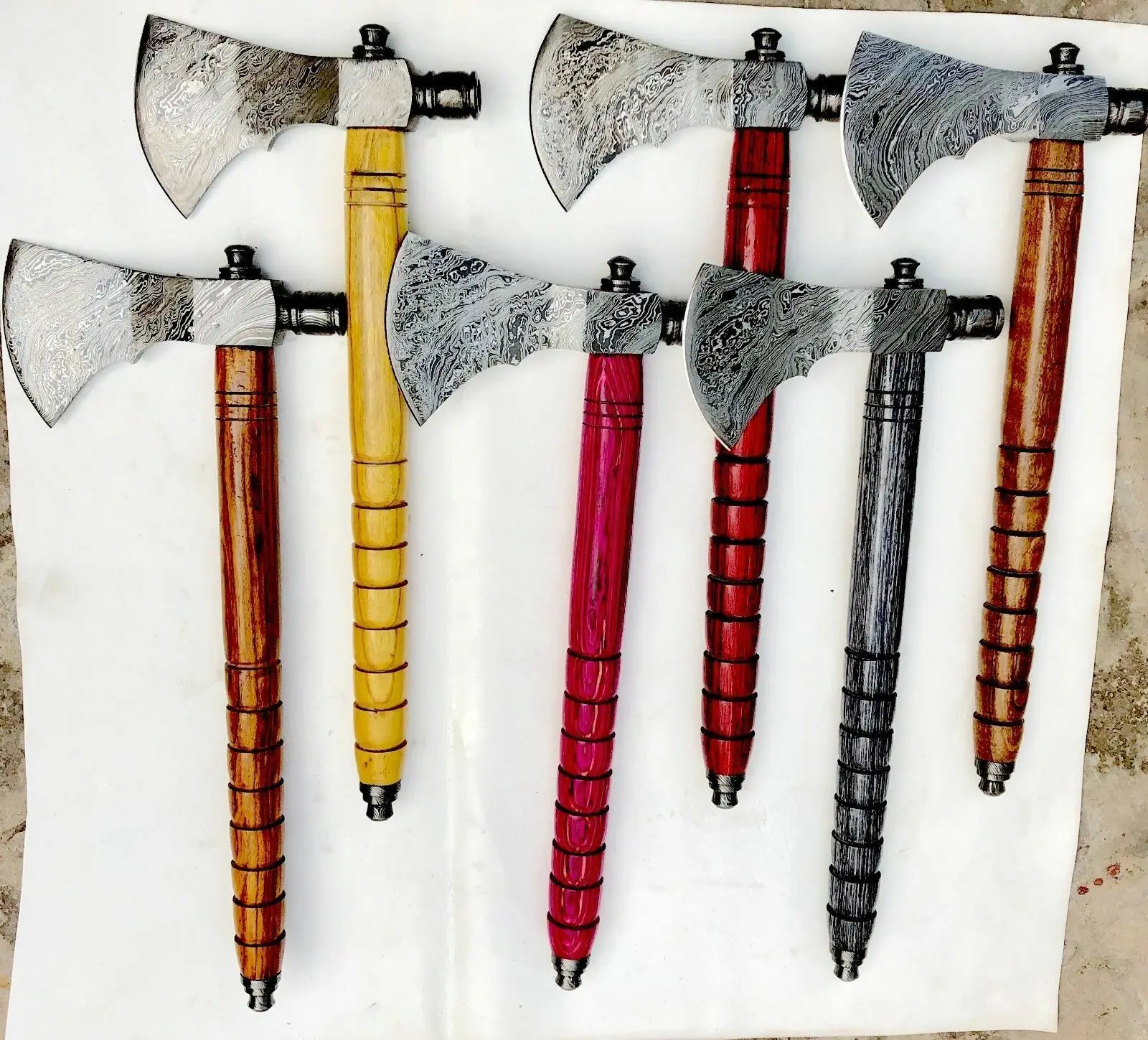 Handmade Damascus Steel / Hatchet Axe With Rose Wood  Dmascuss Steel Axe  Hatchet Outdoor Camping Tool  Hand Forged With  Cover