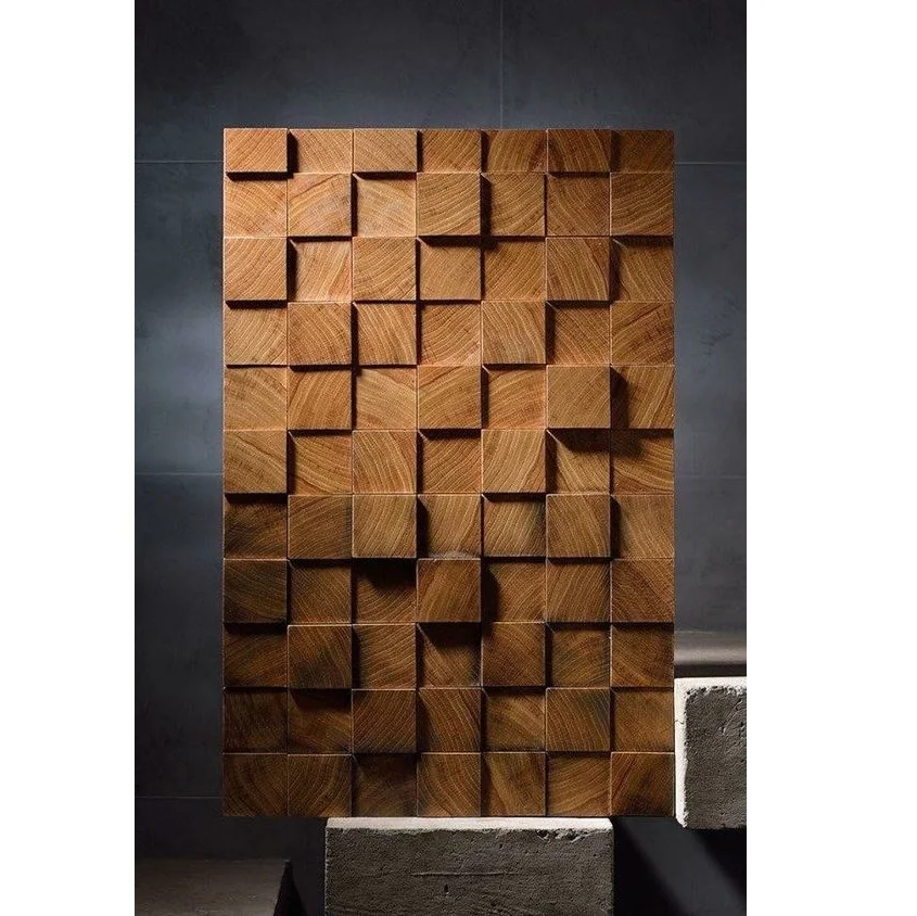 Attractive Wooden Wall Art Royal Chopping Blocks with Metal Frame Powder Coated Solid Wood Wall Art For Home Decoration