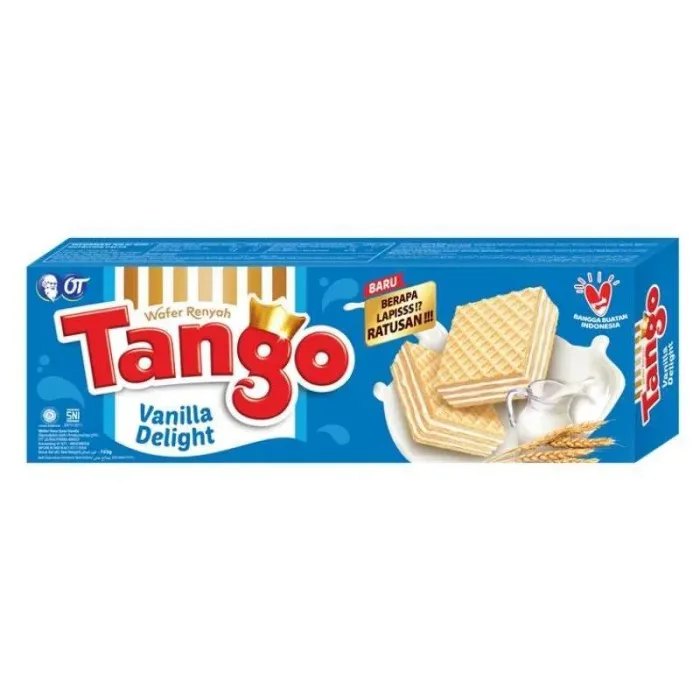 WHOLESALE Biscuit And Cookies Tango Wafer Vanilla 163g Bag Sweet Crispy Indonesia Products. CHEAP