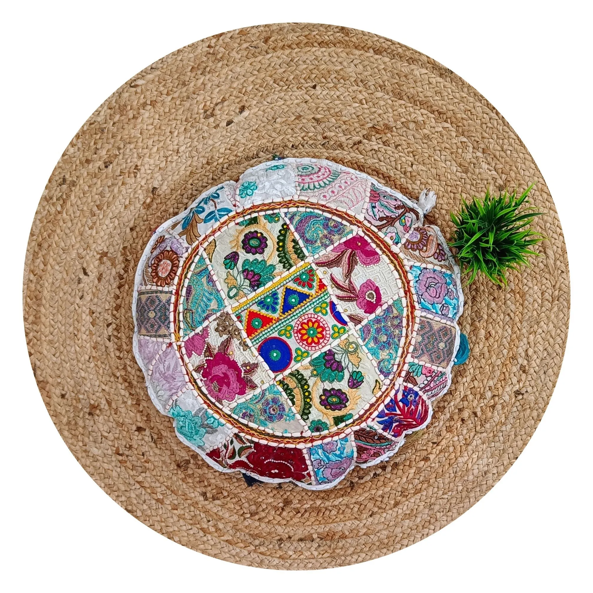 Bohemian Patchwork Round Pillow Cover Khambadia Multicolor Sofa Chair Living Room Home Decorative Cushion Cover